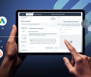 Persona interactuando con una interfaz de diseño asistido por inteligencia artificial, rodeada de